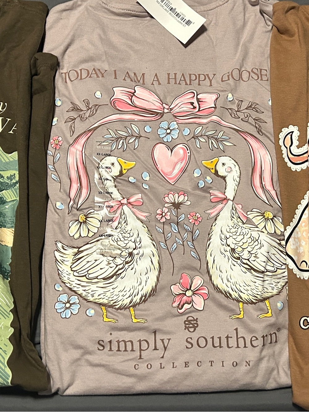 Simply Southern Pink Graphic Tee with Happy Goose Design